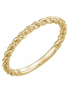 14K Yellow Gold 2mm Stackable Rope Ring