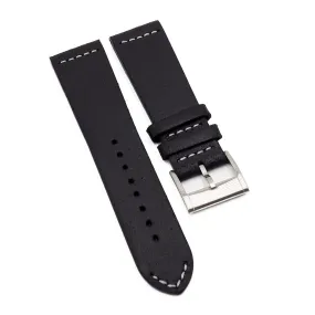 23mm Vintage Style Black Waxed Suede Leather Watch Strap