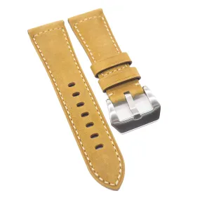 24mm, 26mm Tuscany Yellow Matte Calf Leather Watch Strap For Panerai