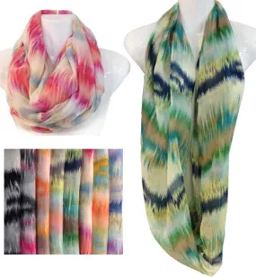 assorted tie dye striped infinity scarves Case of 24