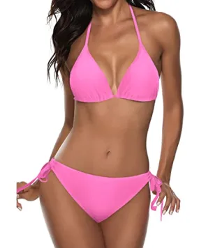 Attractive Two Piece Bikini Sets For Women-Light Pink