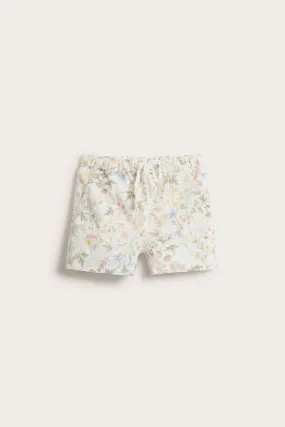 Baby white meadow flower shorts