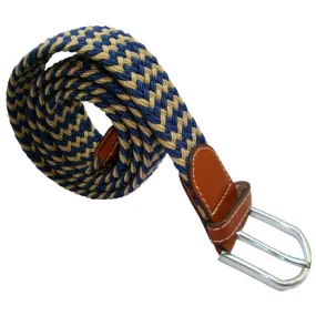 Bassin and Brown Striped Elasticated Woven Belt - Beige/Navy