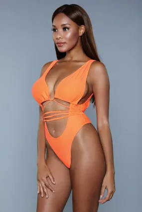 BeWicked criss cross 1982 Makayla Swimsuit Orange