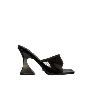 Black Strap Tapered Heel Sandals Women's