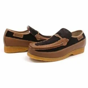 British Walkers Power Men's Brown and Tan Leather Crepe Sole Slip Ons