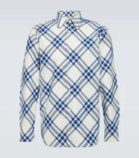 Burberry Check Cotton Flannel Shirt, Blue