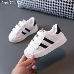 Children's Sneakers Kids Fashion Design White Non-slip Casual Shoes Hook Breathable Sneakers