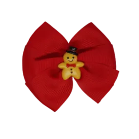 Christmas Hair Accessories - Red Bella Gingerbread Man Hair Bow