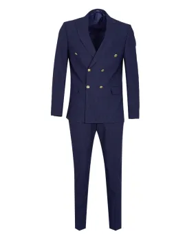 Dark Blue 2 Piece Stripe Double Breasted Men's Suit