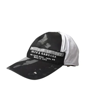 Dolce & Gabbana Black White Cotton Logo Baseball Hat Men