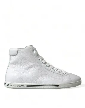 Dolce & Gabbana Elegant White Leather High Top Sneakers