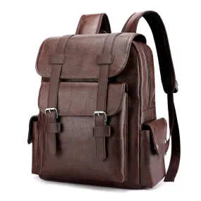 Fashion Vintage Buckle Leather Waterproof Backpack