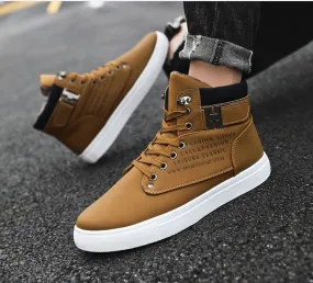 Flock Plush Warm Men Canvas Ankle Snow Boots