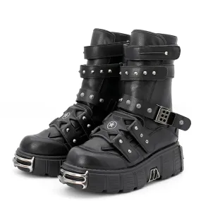 Funki Buys | Boots | Women's Gothic Punk Buckle Strap Boots