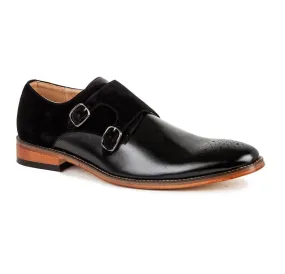 Gino Vitale Men's Velvet Monk Strap Two-tone Loafer