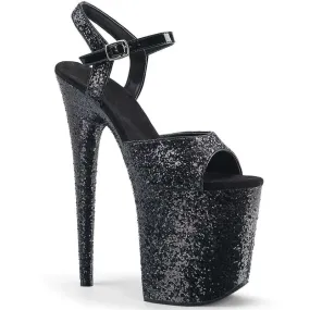 Glitter Platform Stiletto High Heel Drag Shoes in Black