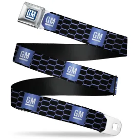 GM Bug Logo Honeycomb Grill Seatbelt Belt - Black & Blue Webbing