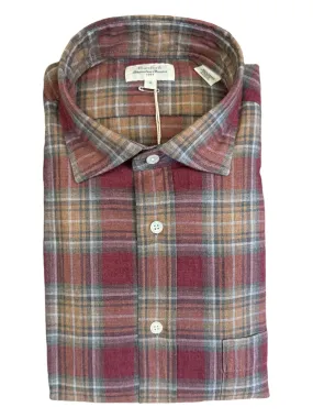 Hartford Paul Cotton Flannel Shirt Red/Camel Plaid