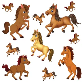 Horse Fabric, Cartoon Horse Fabric, Cotton or Fleece 2046