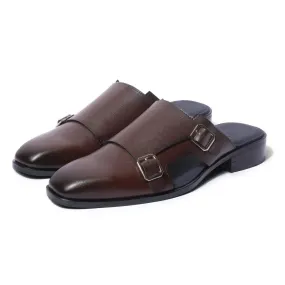 Hulio - Dark Tan Double Monk Mules