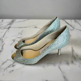 JIMMY CHOO Luna Champagne Silver Heels - Size 34.5