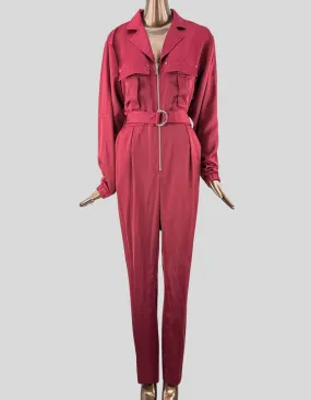 KAREN MILLEN Satin Tailored Utility Jumpsuit w/ Tags - 6 US