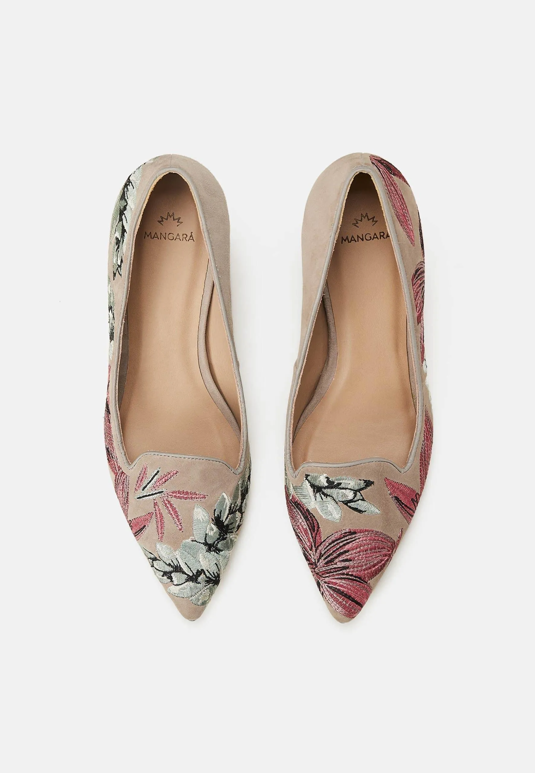 Ladies Elegant Grey Floral Patterned Kitten Heels