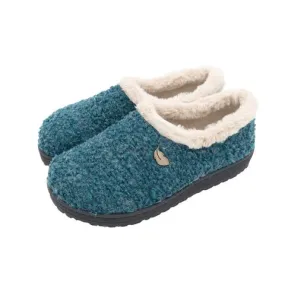 Ladies Fur Trimmed Bedroom Slippers Azul Plumaflex Memory Foam R80021