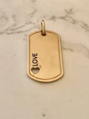 LOVE Dog Tag Charm - Gold