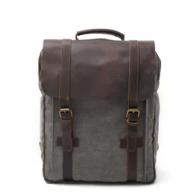 Men's Leisure Leather Canvas Traveling Backpack 6820