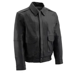 Milwaukee Leather SFM1519 Men's Classic Black Bomber Leather Jacket