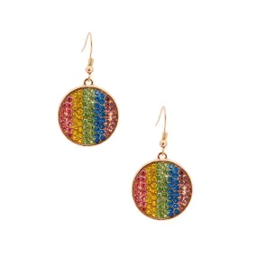 Multicolor Dangle Disc Earrings Gold Plated