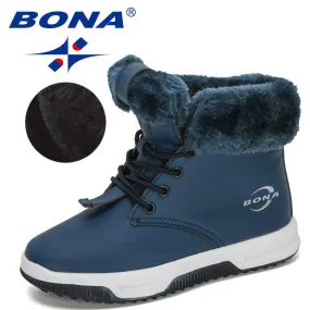 New Designers High Top Snow Boots Children Winter Thick Plush Warm Non-Slip Boots