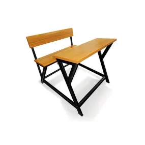 Ok Play Dual Desk, (Class IX - XII), Study Table, Chair & Table, Perfect For Home And School, Brown