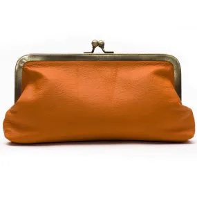 Orange Leather Clutch Bag