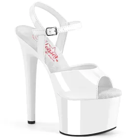 Passion-709 White Patent Comfort Width, 7" Heels (Speed Heels)