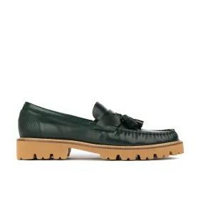 Proposal - Dark Green - Men's chunky soles tassels loafer in dark green leather