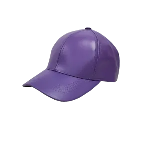 Purple Men's Genuine Leather Adjustable Baseball Cap