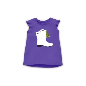 Purple Ruffle Sleeve Top with White Marching Boot Kids - (Each)