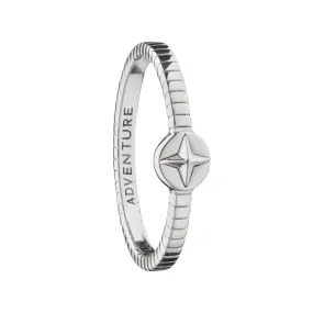 "Adventure" Compass Poesy Sterling Silver Stackable Ring