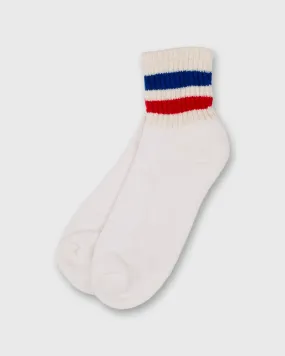 Retro Stripe Quarter Crew Socks in Royal/Red