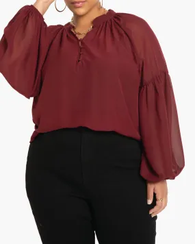 Rylie Long-Sleeve Peasant Top | Burgundy