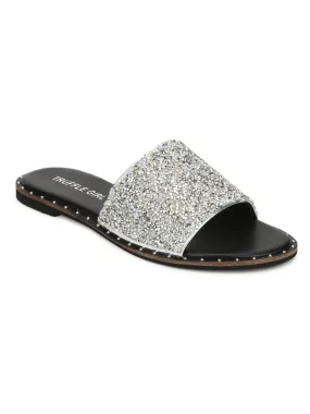 Silver PU Shimmer Slip Ons