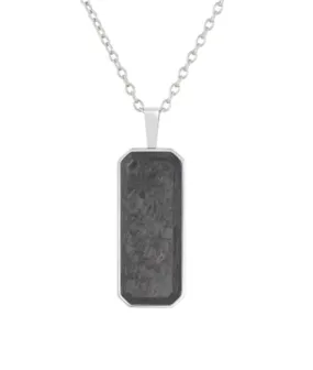 Stainless Steel or Gold Plated Forged Carbon Dog Tag Rounded Box Chain Necklace (SI3632)