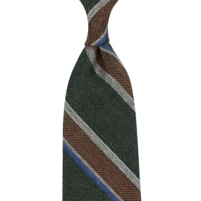 Striped Silk / Wool / Cotton Tie - Forest