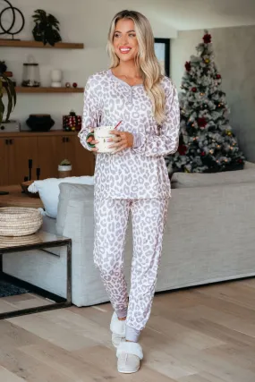 Super Soft Tan Leopard Print Pajama Set