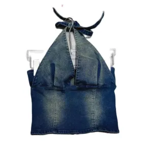 TAVIMART  -  Women Sexy denim halterneck Camisole sexy backless sleeveless Cropped top Female tank tops Summer Y611