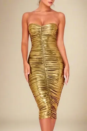 Terese Bodycon Wrap Dress - Gold