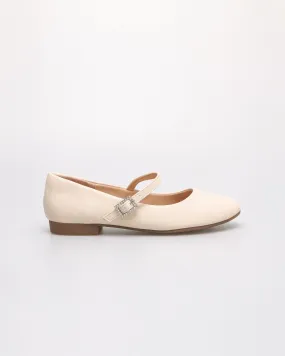 Tomaz NN444 Ladies Crystal Buckle Flats (Cream PU)